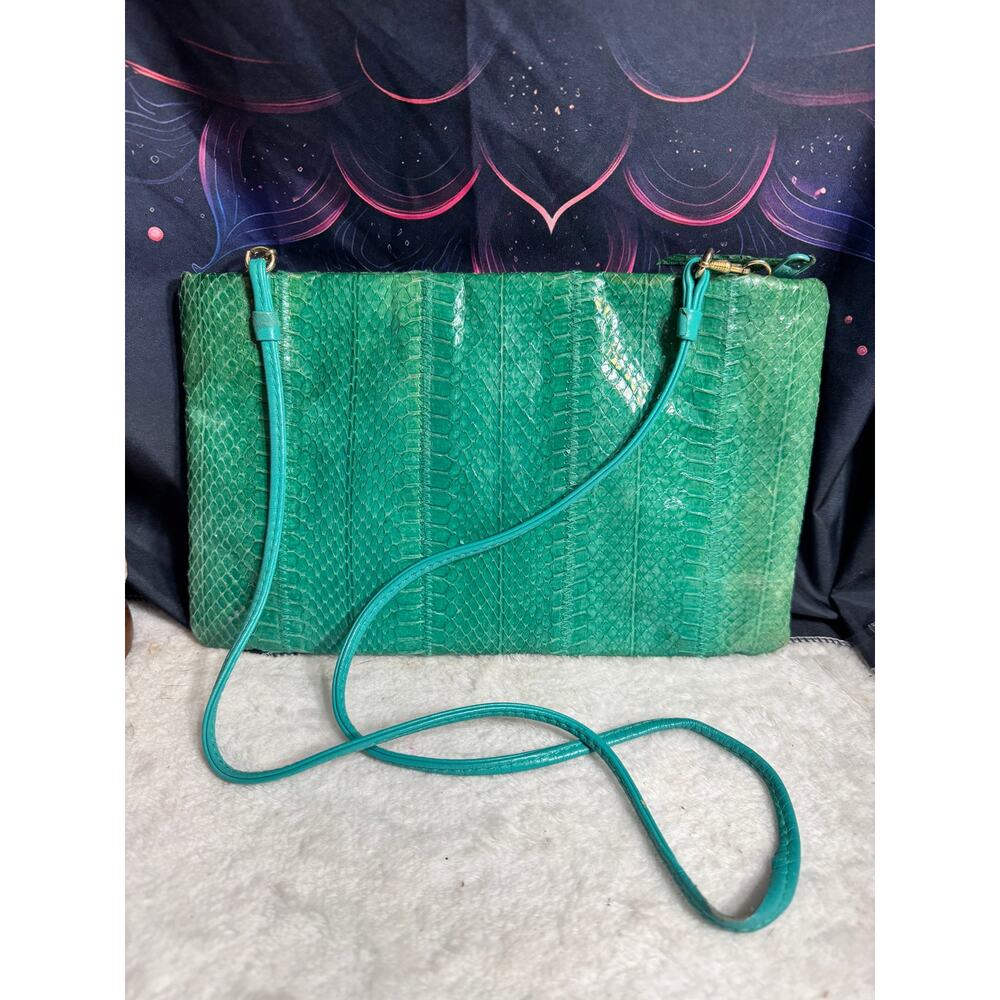 Vintage Clemente Snakeskin Crossbody Clutch - Picture 2 of 8